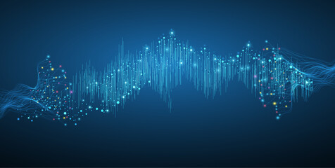 Aufkleber - Big data network concept, internet connection, sound wave and wireless signal use business finance as abstract background image.