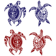 Maori Style Tattoo Shaped As Turtle Vector Illustration
