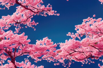 Cherry Blossoms Full Bloom Spring Seamless Texture Pattern Tiled Repeatable Tessellation Background Image	