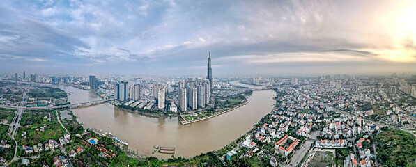 Wall Mural - Panoramic view of Ho Chi Minh City from above