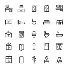 Wall Mural - Icon set - Furniture and living line icon 