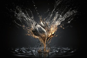 Poster - Elegant water splash lone against a dark background. Generative AI