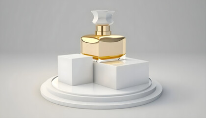 Poster - cosmetic product design 3d rendering of podium white background abstract. skincare beauty, generativ