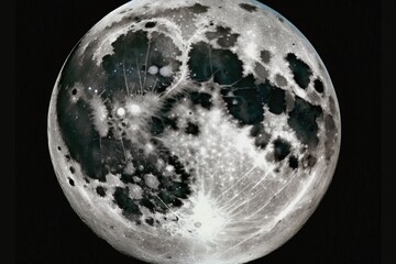Wall Mural - a full moon in close up against a dark background in january 2011. generative ai