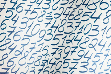 Poster - Background of numbers. from zero to nine. Finance data concept. Mathematic. Seamless pattern with numbers. financial crisis concept. Business success.