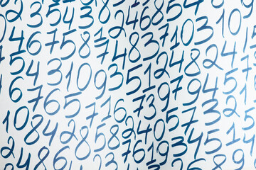 Poster - Background of numbers. from zero to nine. Finance data concept. Mathematic. Seamless pattern with numbers. financial crisis concept. Business success.