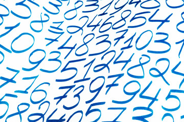 Poster - Background of numbers. from zero to nine. Finance data concept. Mathematic. Seamless pattern with numbers. financial crisis concept. Business success.