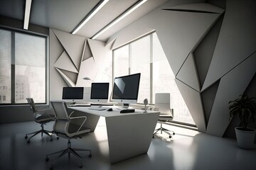 Canvas Print - a high-tech office space with sleek, futuristic design and advanced technology., created with generative ai