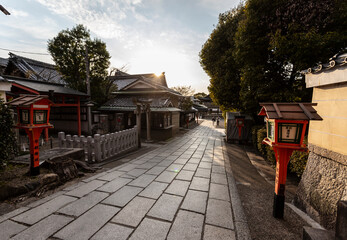 Sticker - Yasaka Temple at sunset in Kyoto, Japan