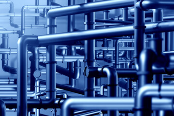 Poster - pipes background. labyrinth pipeline. texture of engineering communications. pipes metaphor of petro