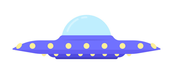 Poster - Unidentified flying object semi flat color vector icon. Flying saucer. Editable object. Full sized element on white. Simple cartoon style spot illustration for web graphic design and animation