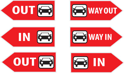 Wall Mural - car park directional signs vector eps, car park directions red color signs