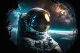 Fototapeta Kosmos - Astronaut in outer space. Spaceman with starry and galactic background Generative AI