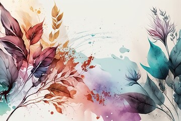 Poster - Bright bouquet of leaves on a light background. Beautiful, minimalistic print for your decor for postcard, congratulations and poster. Generative AI
