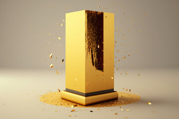 Poster - Generative AI of a golden pedestal with golden dust on the floor
