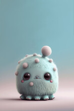 Cute Kawaii Blue Creature Card With Generative AI