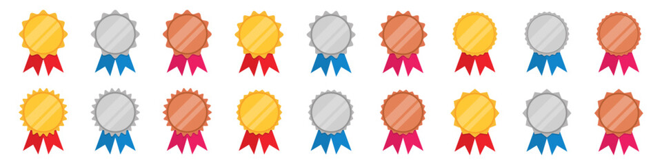 Wall Mural - set of award medal in a flat design. golden, silver, bronze medal collection