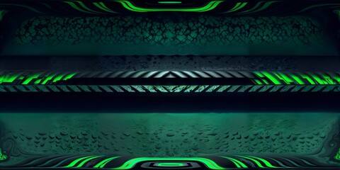 Wall Mural - modern computer animation in liquid black and green marble. kiakiaa style design. Ai generative technology vr ready, abstract background