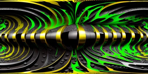 Wall Mural - modern computer animation in liquid black and green marble. kiakiaa style design. Ai generative technology vr ready, abstract background