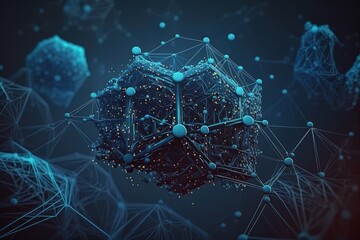 Poster - Abstract lines and dots connect the background, the connection of digital data.Generative AI