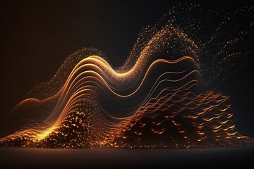 Aufkleber - Abstraction of a gradient wave with dots with luminous particles.Generative AI