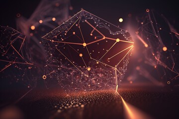 Poster - Abstract lines and dots connect the background, the connection of digital data.Generative AI