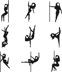 Wall Mural - Pole dancing silhouette