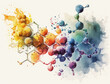 Molecule watercolor abstract illustration. Generative AI