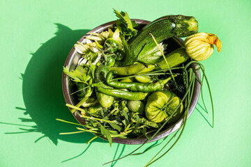 Canvas Print - green vegetables on the green background