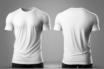 T-shirt mockup. full White blank t-shirt front and back views. whitout model tshirt, Generative IA