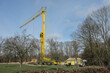 site with crane for building a house in the nature area of the Kruisbergse Bossen