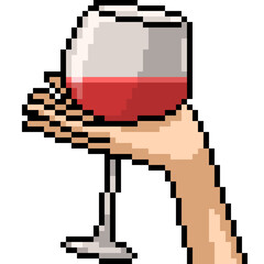 Wall Mural - pixel art cup of wine