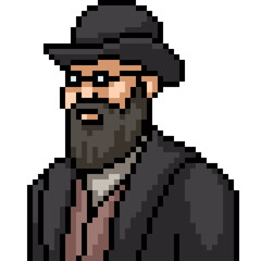 Wall Mural - pixel art mysterious suit man