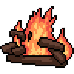 Canvas Print - pixel art campfire hot burn