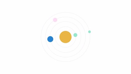 Fototapete - Animated solar system preloader. Planets around sun. Waiting process. 4K video footage with alpha channel transparency. Website loader. Colorful loading progress icon animation for web UI design