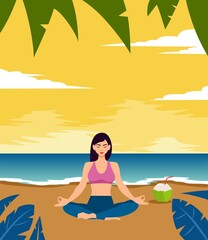 Wall Mural - yoga at the beach