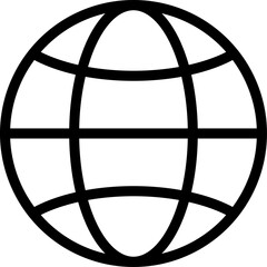 Poster - Globe Earth World Wide Web Internet Icon with Symbolic Meridians and Parallels. Vector Image. 
