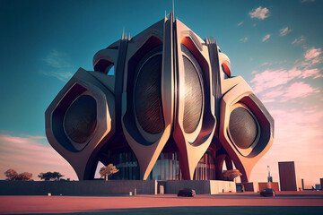 Wall Mural - Fantasy futuristic architecture, ai illustration