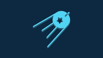 Sticker - Blue Satellite icon isolated on blue background. 4K Video motion graphic animation