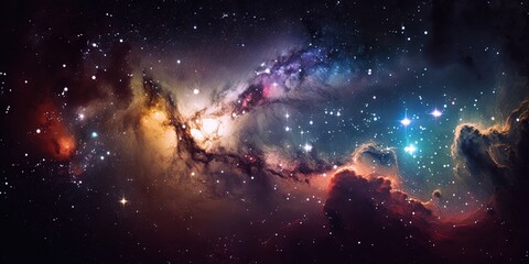 Wall Mural - the night sky is filled with galaxies, stars, and nebulae, comprising the vast universe, generative 