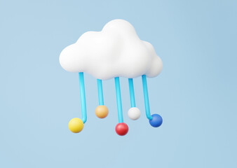 Poster - 3d cloud storage icon database hosting technology cloud computing data server, backup networking flo