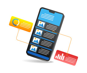 Poster - Isometric flat 3d illustration concept of smartphone app test