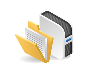 Aufkleber - Server data storage folder isometric flat 3d illustration concept