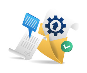 Poster - Isometric flat 3d illustration concept of email data sending process