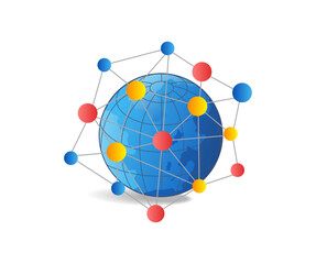 Poster - Global micro network isometric flat 3d illustration concept
