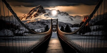 A Soft Orange Light Cast Shadows On A Tall Bridge That Extended Out Into The Horizon, Beckoning Runners To Take On Its Challenge. - Generative Ai.