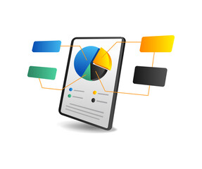 Poster - Flat 3d illustration concept isometric infographic pie chart investment business