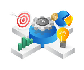 Aufkleber - Enterprise Resource Planning ERP business circle isometric flat 3d illustration concept