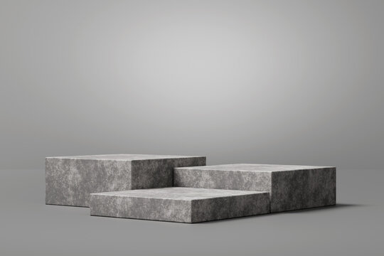 podium rough stone gray empty product stand natural modern studio background for product placement 3