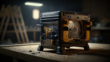 tools on a table in a garage/workshop